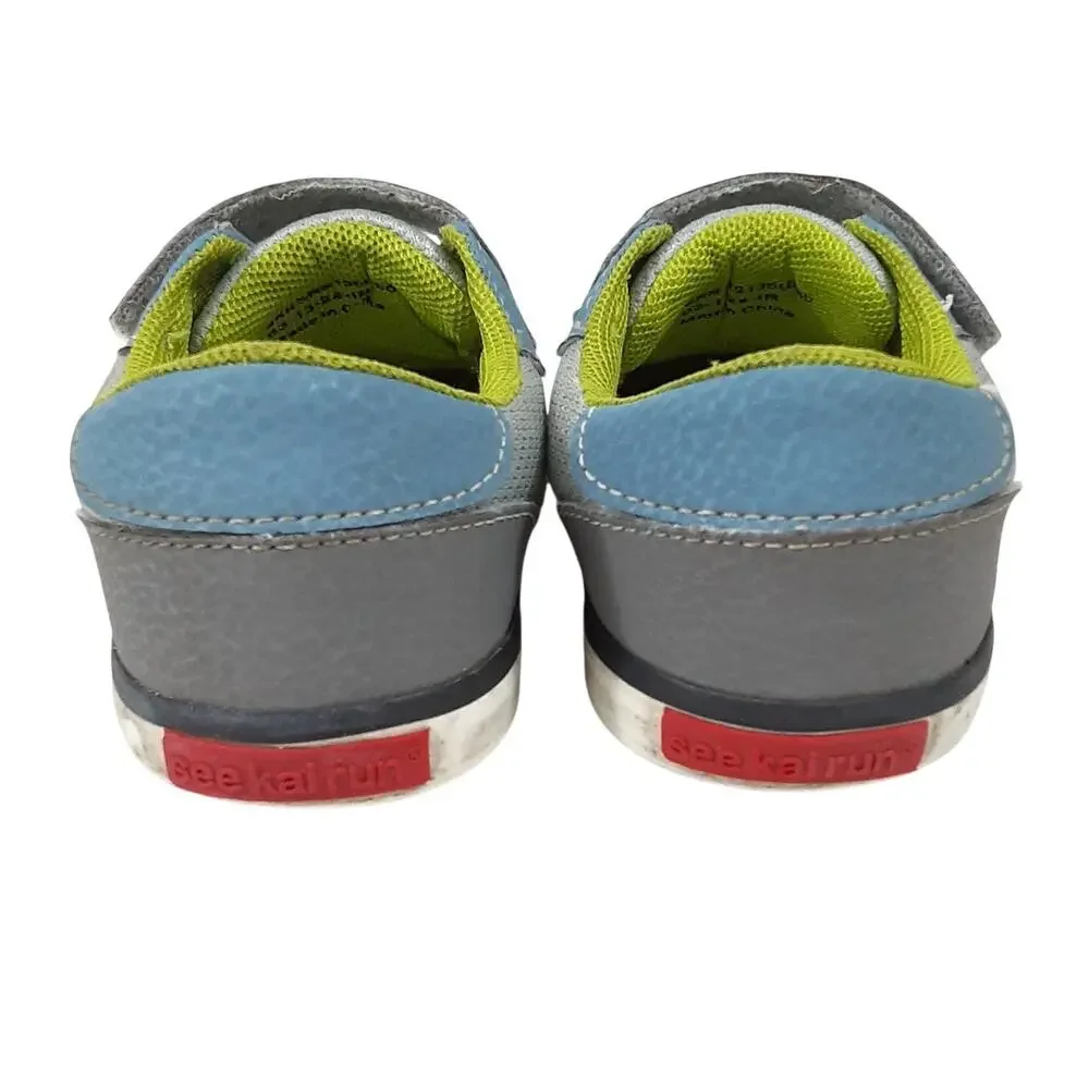 See Kai Run Connor Canvas Sneakers Mesh Gray Kids 9 Hook and Loop Strap Rubber